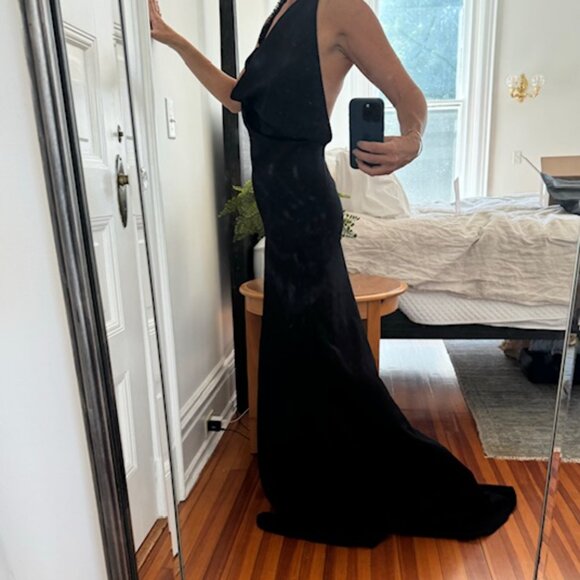 MATICEVSKI - Black asymmetric bead-embellished twill halterneck gown - NWT - Picture 7 of 10